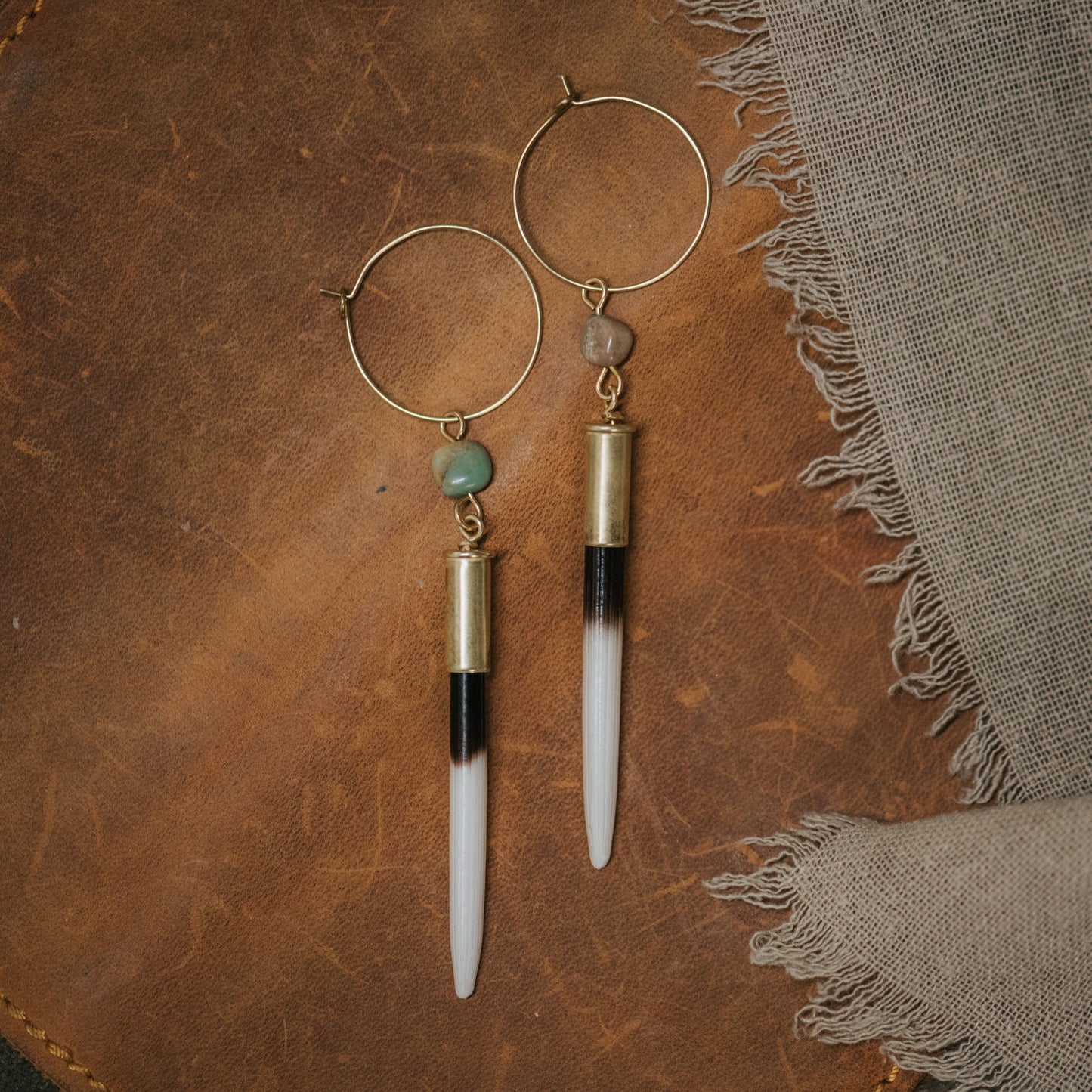 Commonform - Yellowstone Beth Dutton Quill Earrings // Turq Hoop Variant