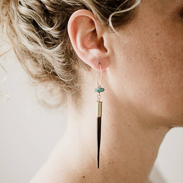 Commonform - Yellowstone Beth Dutton Quill Earrings // Turq Hoop Variant