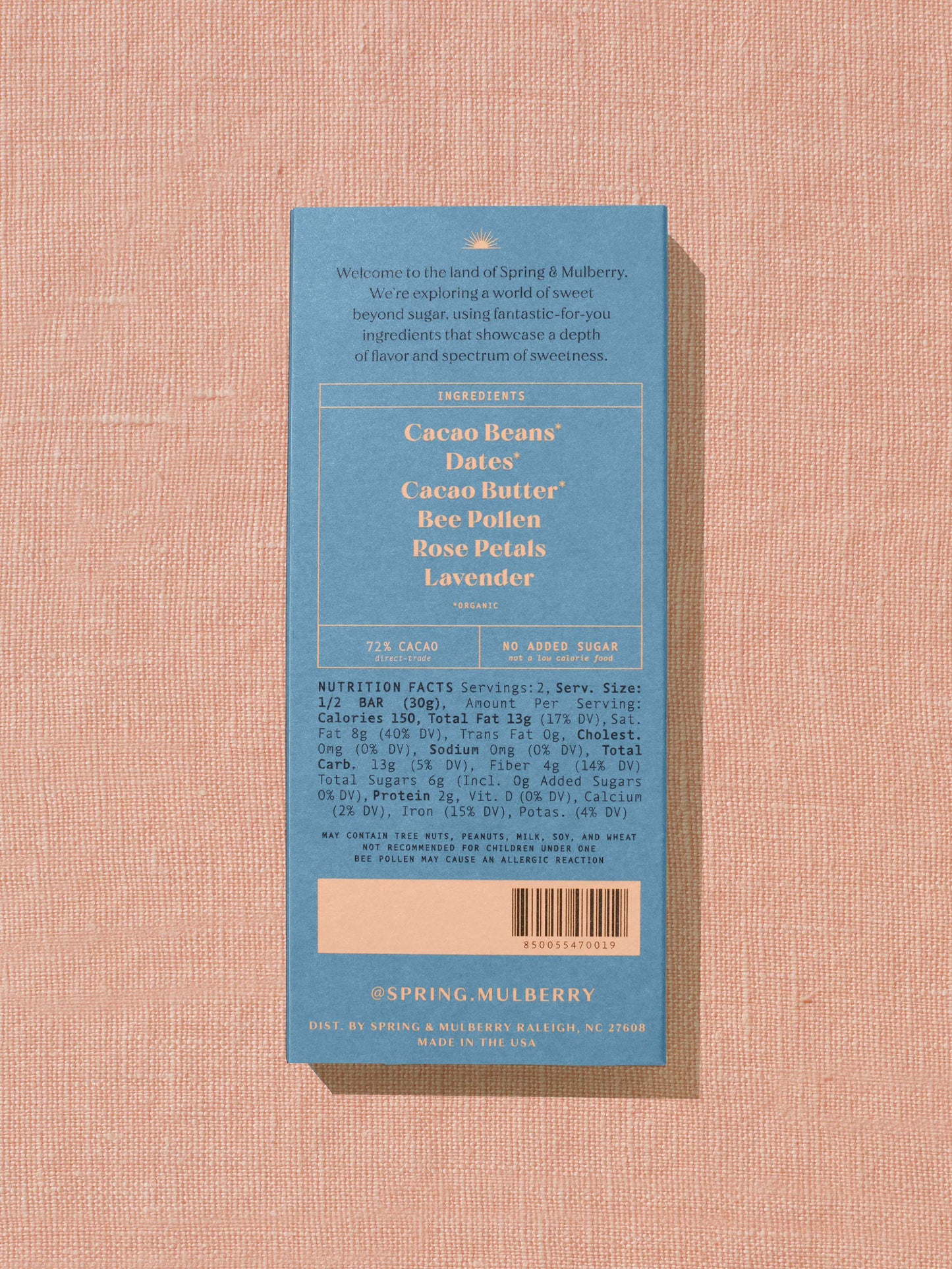 Spring & Mulberry - Lavender Rose Date-Sweetened Dark Chocolate