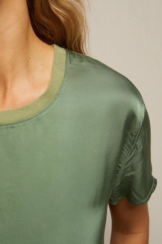 Perfect White Tee - Delphine Satin Crewneck Tee