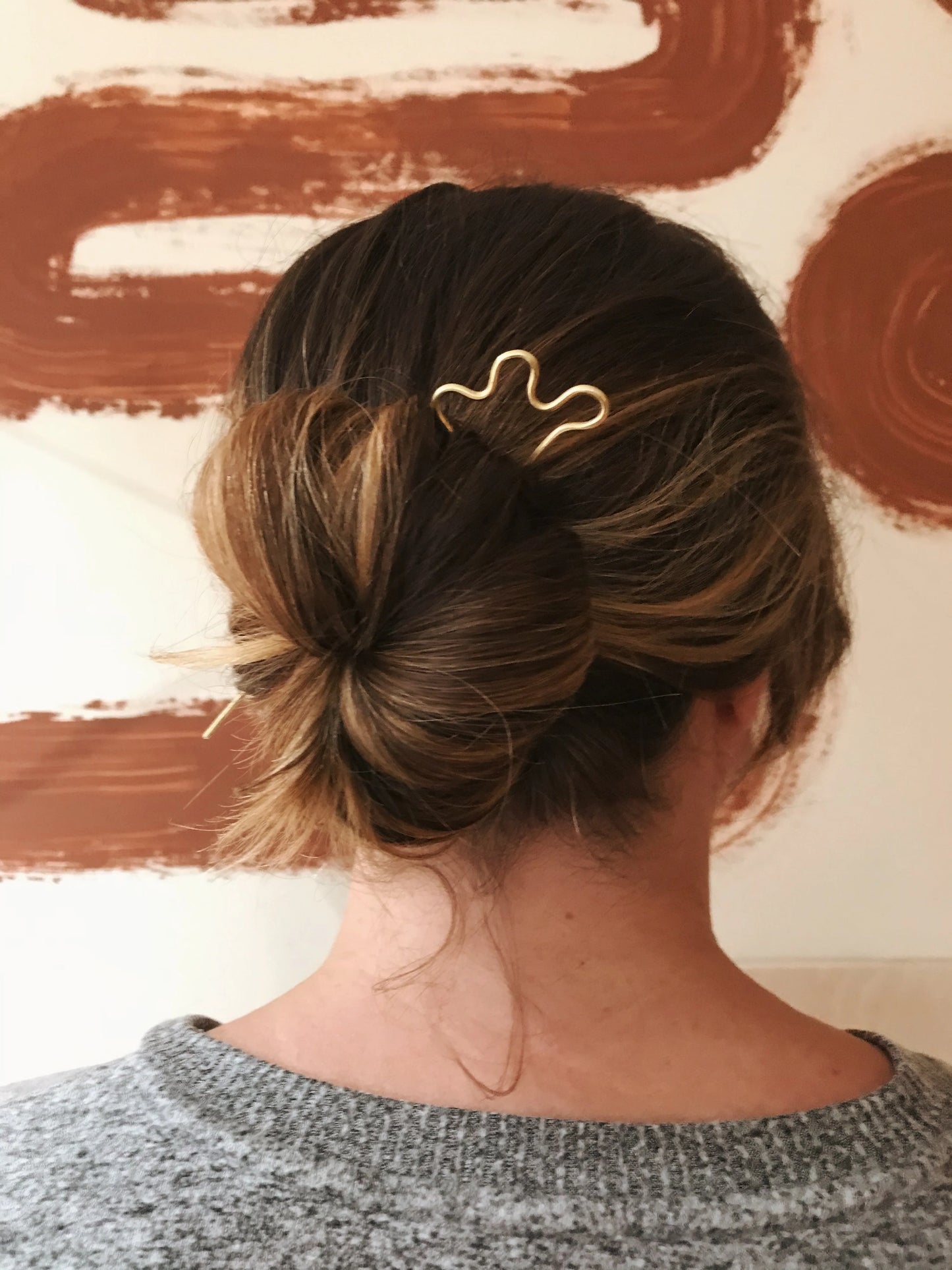 Rebekah J Designs - Squigg Brass Bun Pin