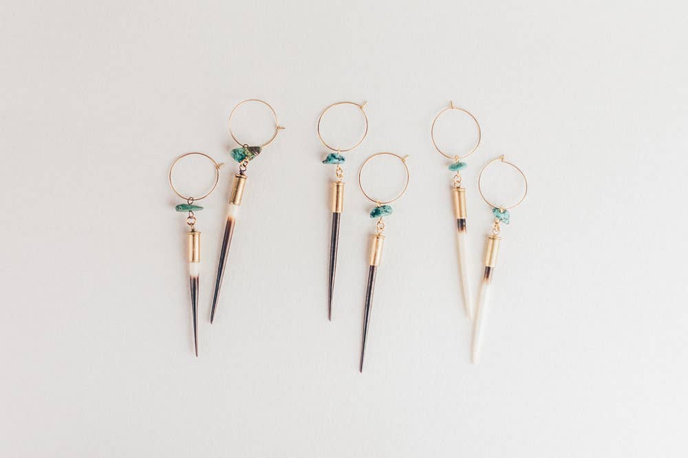 Commonform - Yellowstone Beth Dutton Quill Earrings // Turq Hoop Variant