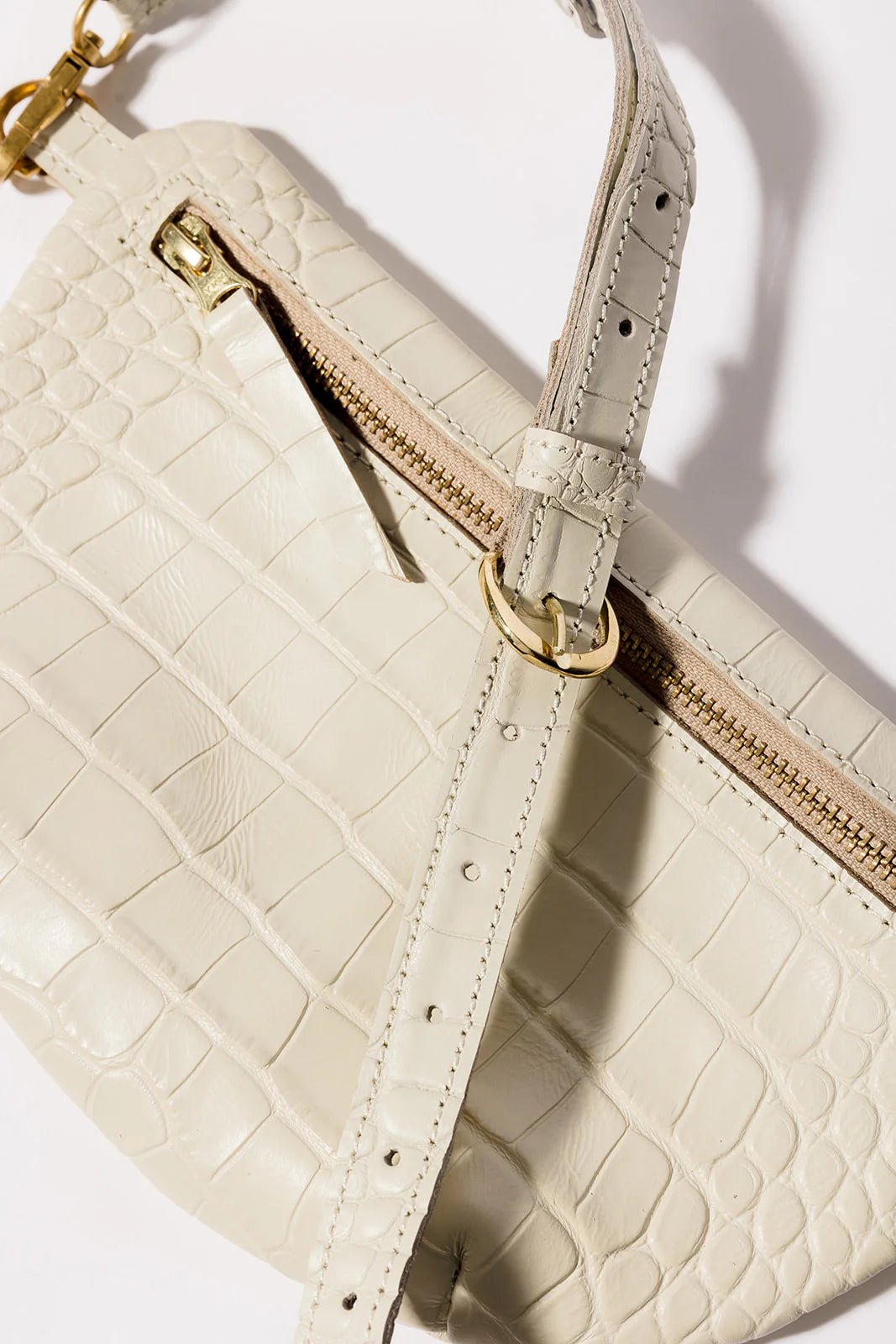 Abby Alley Sling Bag, Ivory Croco