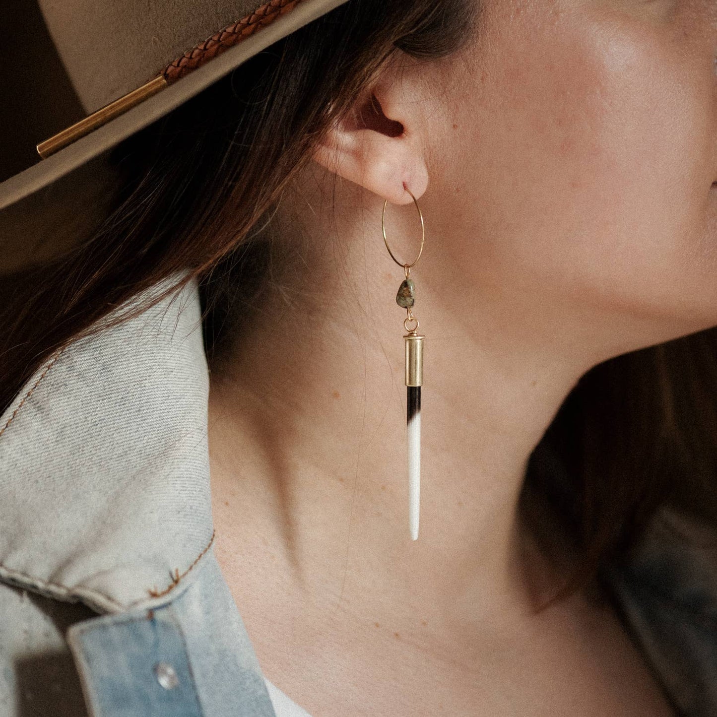 Commonform - Yellowstone Beth Dutton Quill Earrings // Turq Hoop Variant