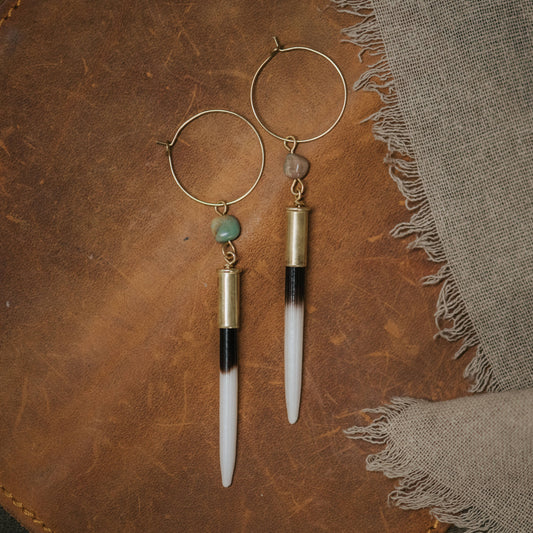 Commonform - Yellowstone Beth Dutton Quill Earrings // Turq Hoop Variant