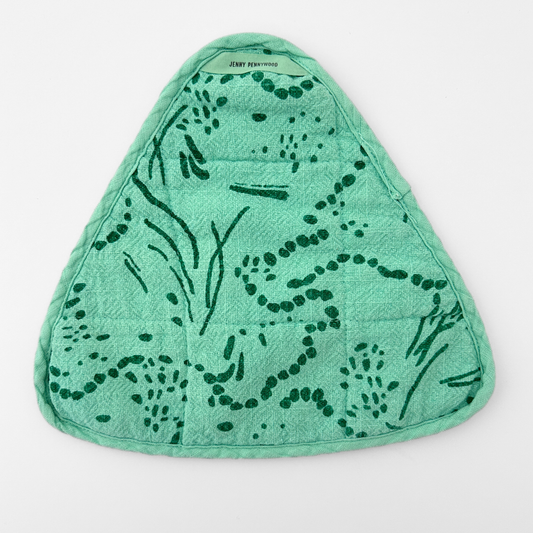 Jenny Pennywood - Triangle Potholder - Drape - Circus Green - Pool