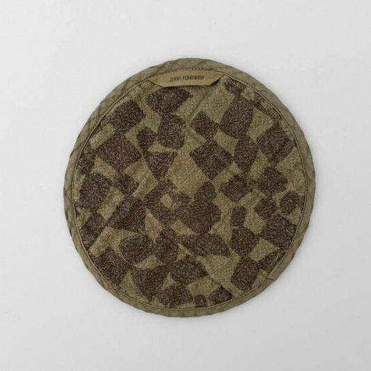 Jenny Pennywood - Round Potholder - Checks - Amber - Khaki