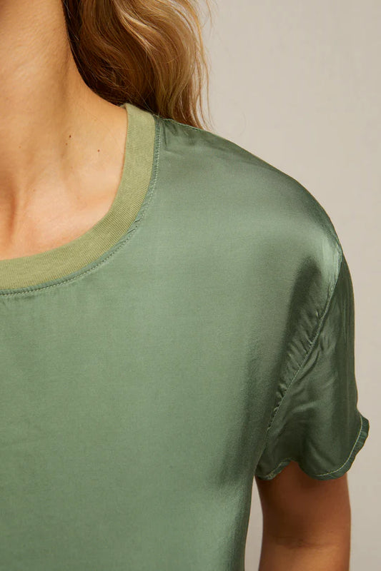 Perfect White Tee - Delphine Satin Crewneck Tee