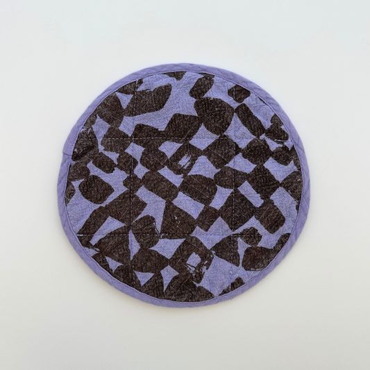 Jenny Pennywood - Round Potholder - Checks - Lentil - Lilac Pop