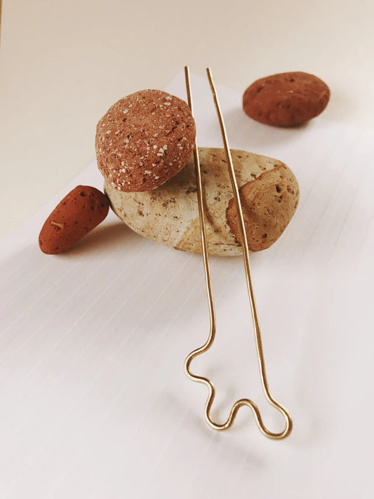 Rebekah J Designs - Squigg Brass Bun Pin